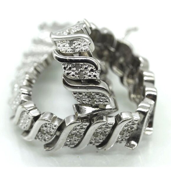 SONYA HOU genuine diamond tennis bracelet silver tone vintage EUC 22.9 grams 7" - Picture 3 of 9